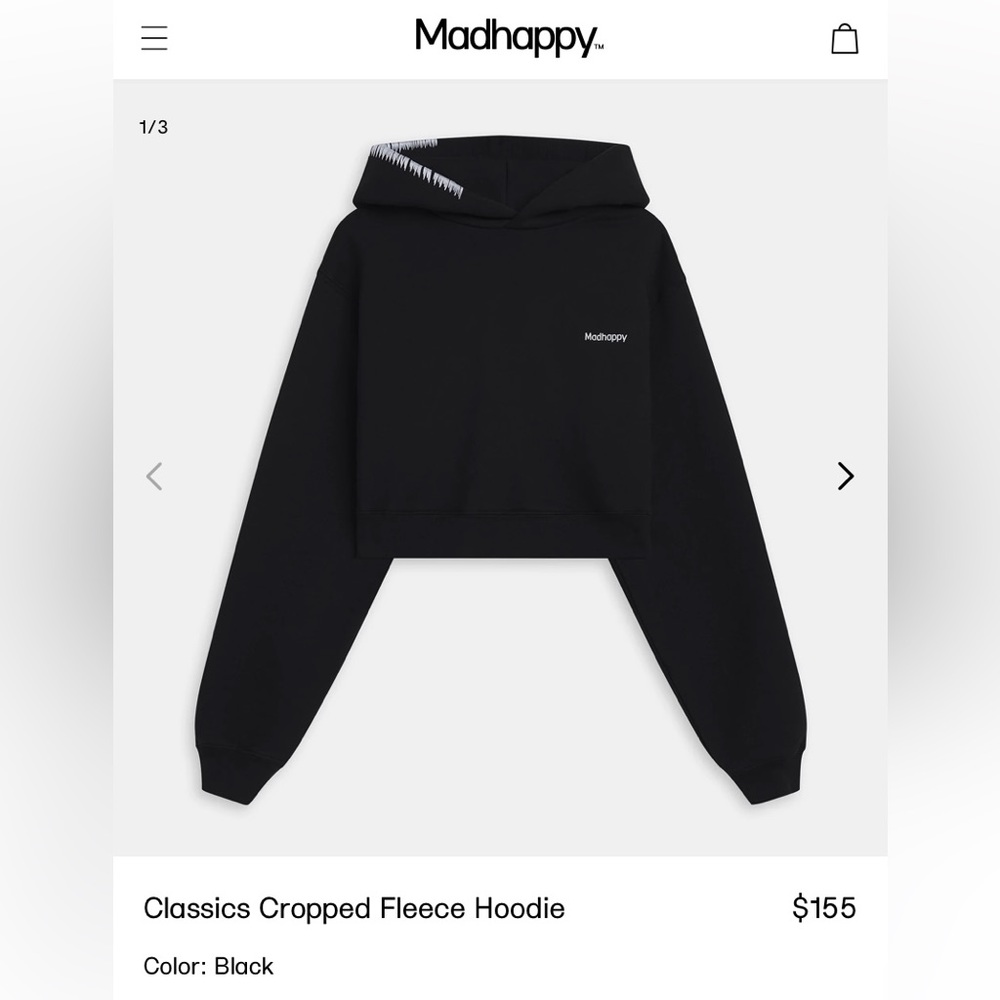 Madhappy cropped fleece hoodie (black)